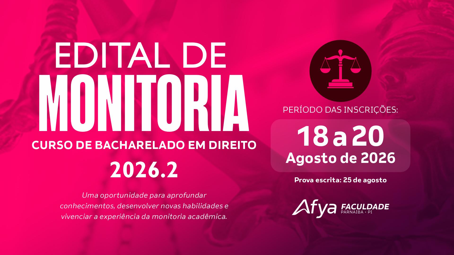 Programa institucional de monitoria 2026.2 Curso de Direito