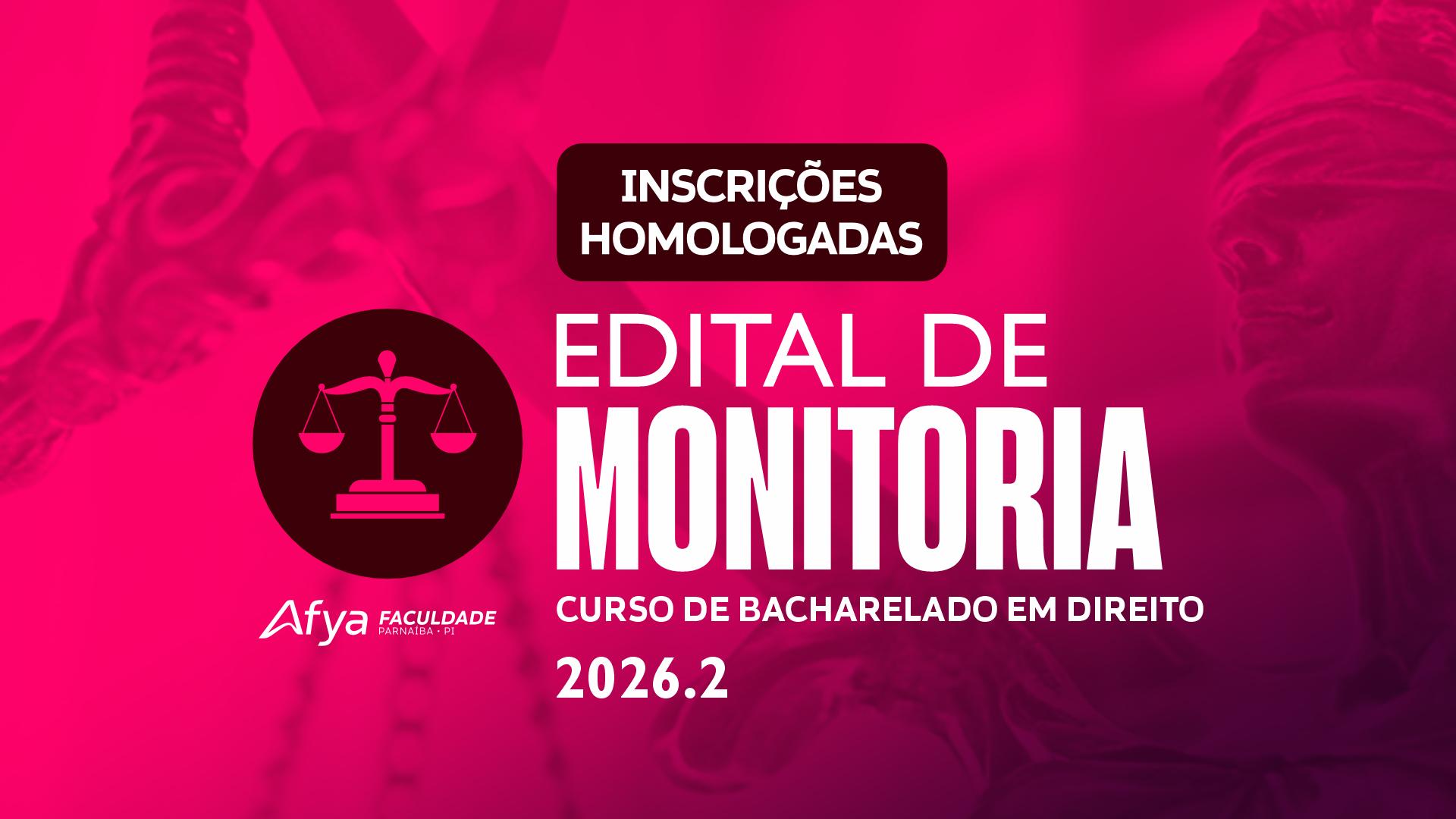 Lista de homologados - monitoria 2026.2 Curso de Direito