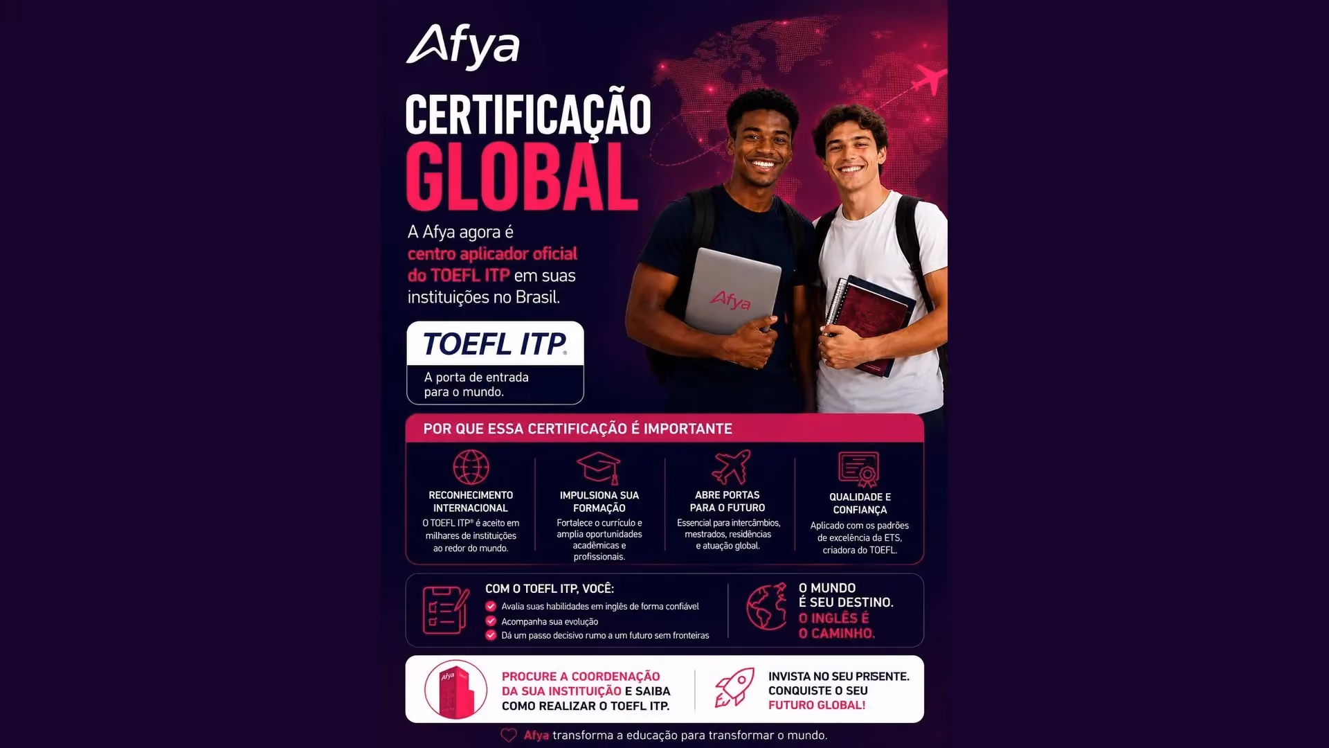 Afya se torna centro aplicador oficial do TOEFL ITP no Brasil