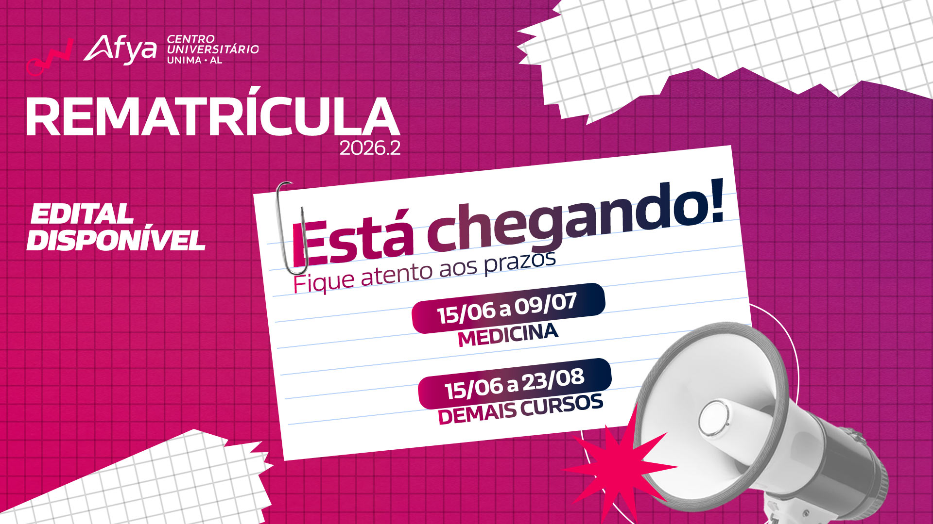Renovação das Matrículas 2026.2 – Fiquem atentos ao prazo estabelecido!