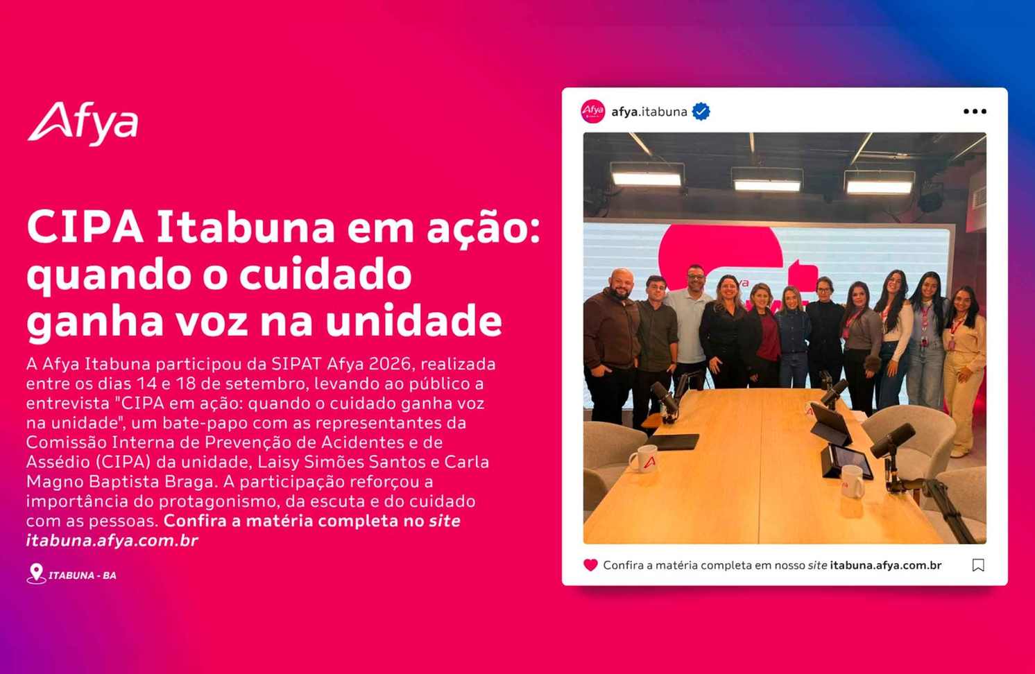 CIPA Itabuna em ação: quando o cuidado ganha voz na unidade