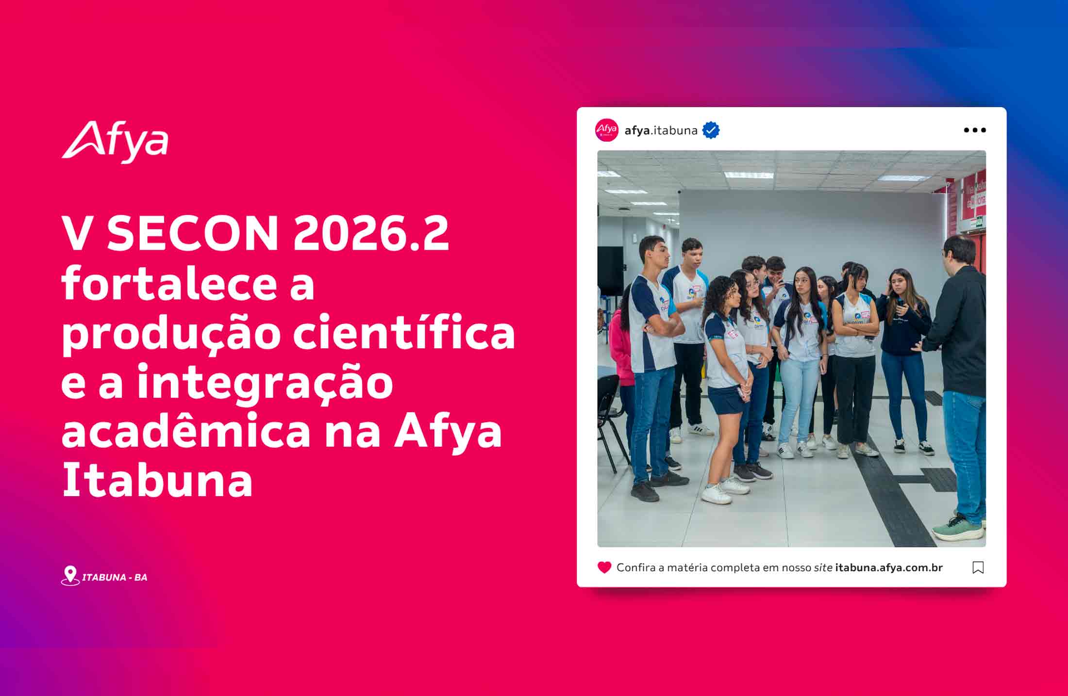 V SECON 2026.2 fortalece a produção científica e a integração acadêmica na Afya Itabuna