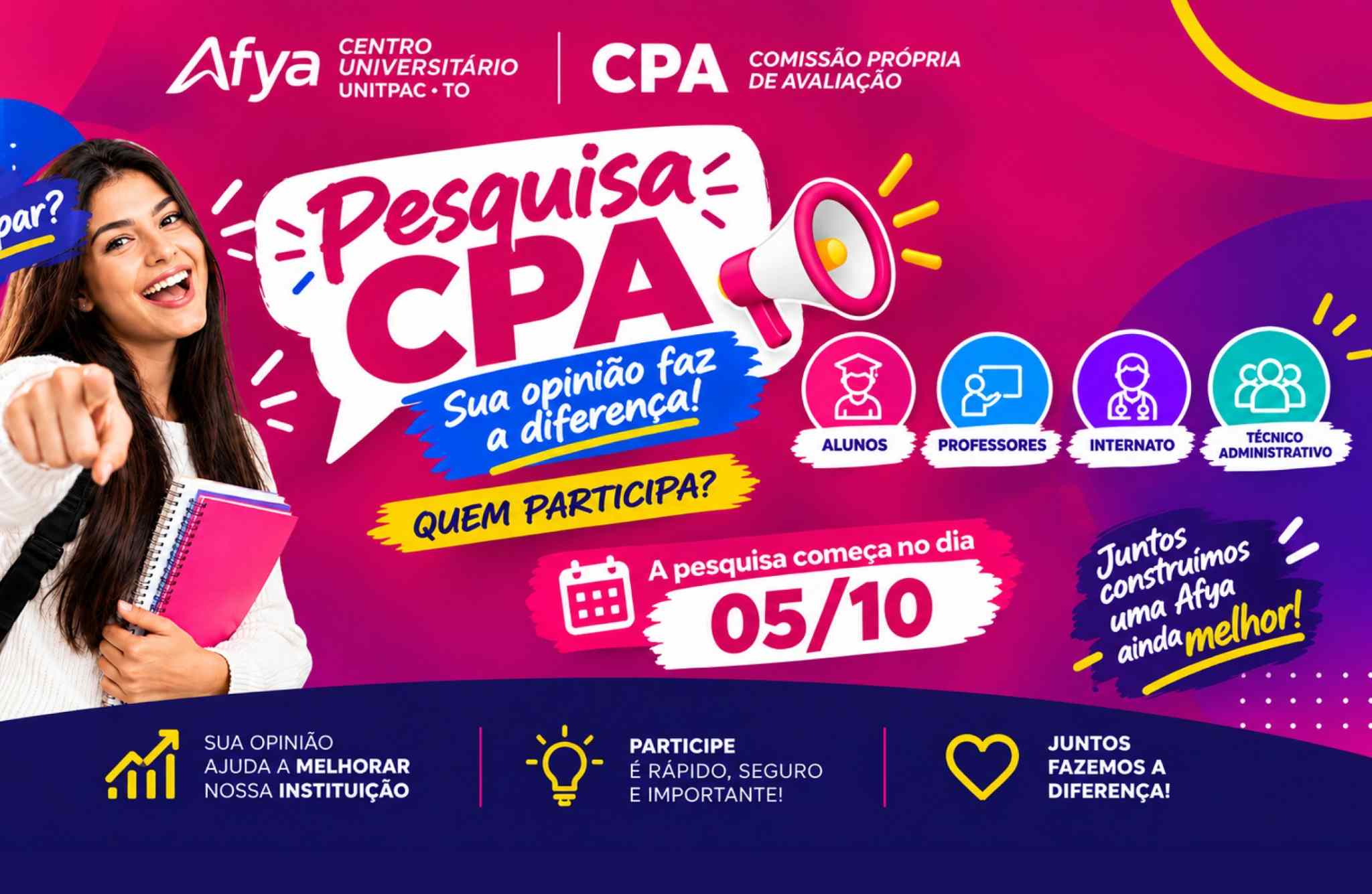 Pesquisa CPA: Afya UNITPAC Convida Comunidade Acadêmica a Participar