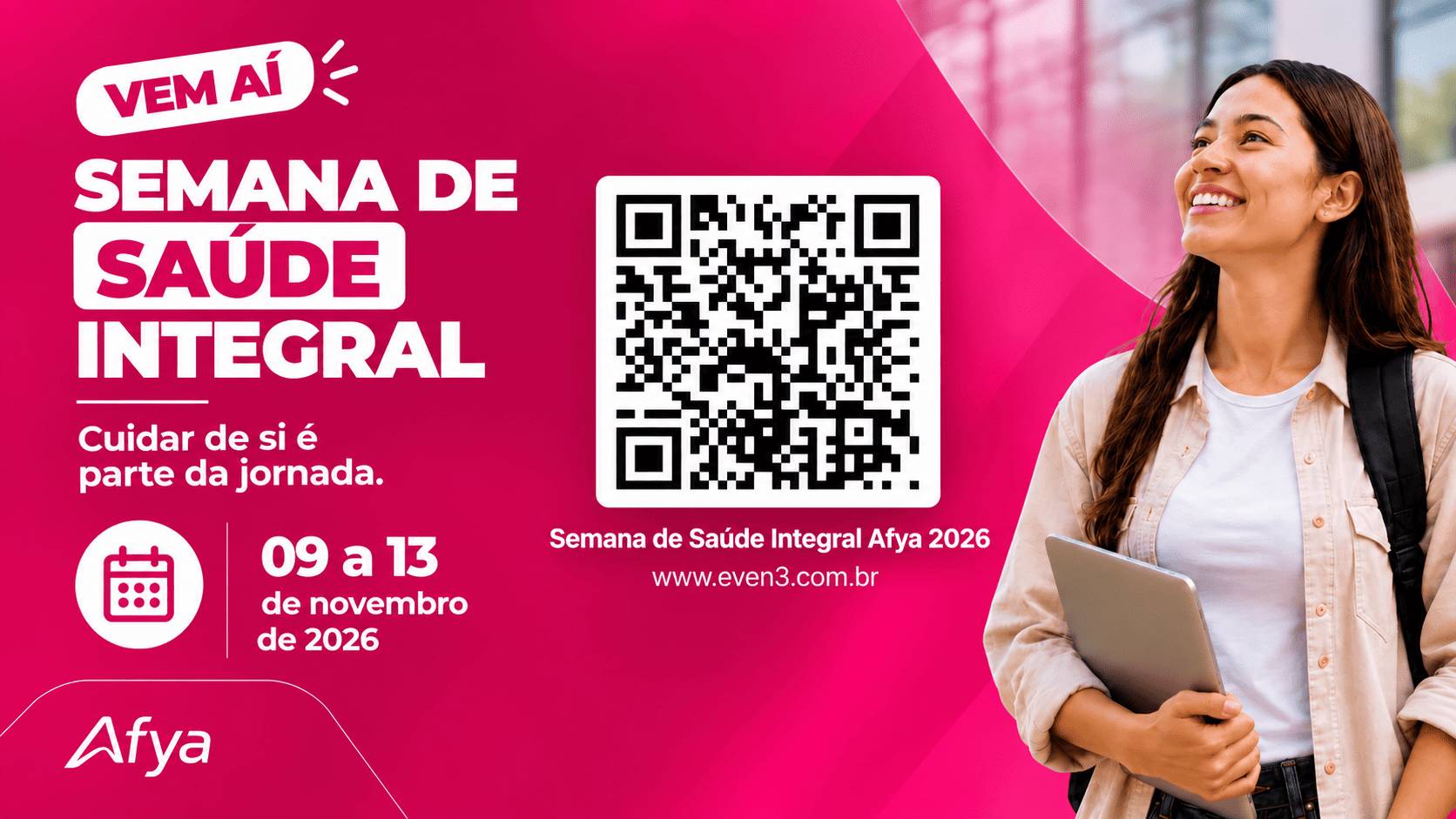 Semana de Saúde Integral Afya 2026 acontece de 9 a 13 de novembro