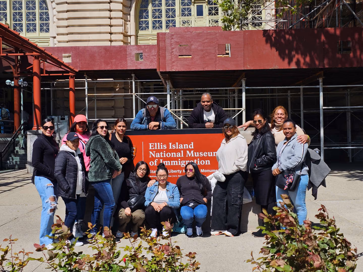 Student group posing at Ellis Island National Museum of Immigration