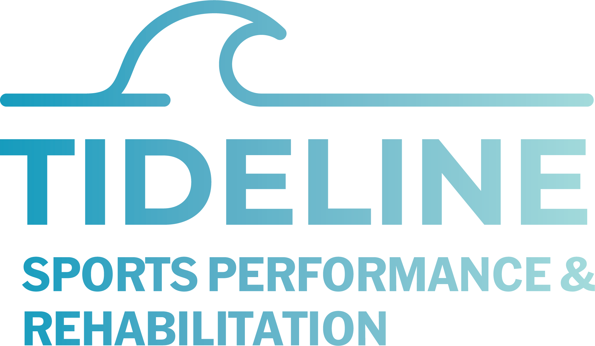 Tideline logo with stylized ocean wave above text reading Sports Performance & Rehabilitation