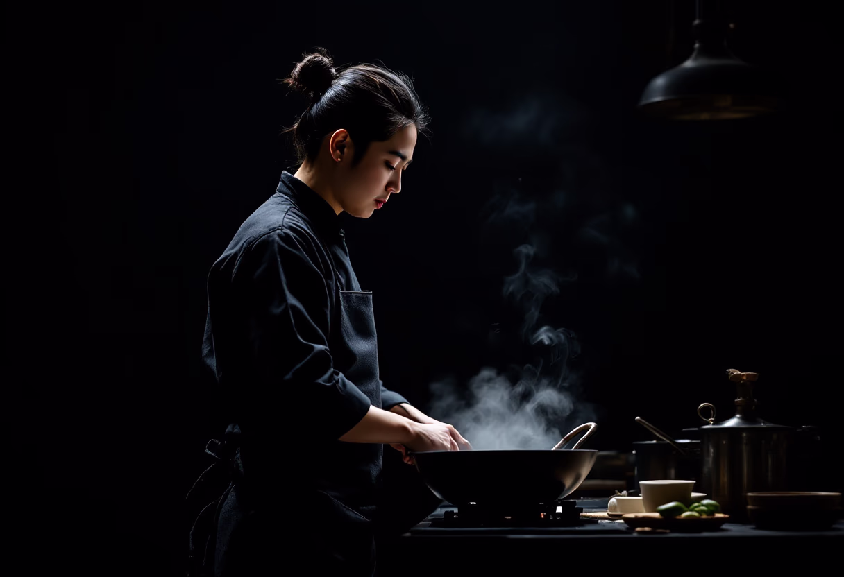 image of chef in the kitchen (for a chinese restaurant)