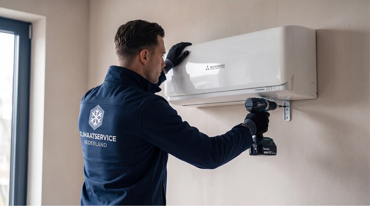 Airco installatie door monteur van Klimaatservice Nederland