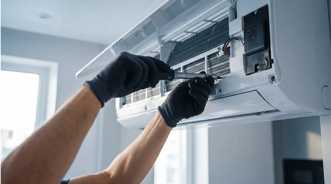 Onderhoud aan een binnenunit van een airco