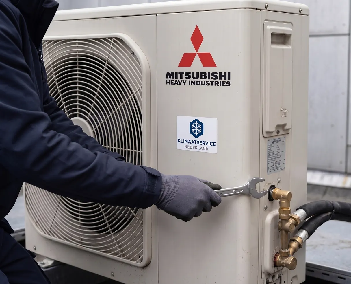 Buitenunit van een warmtepompinstallatie