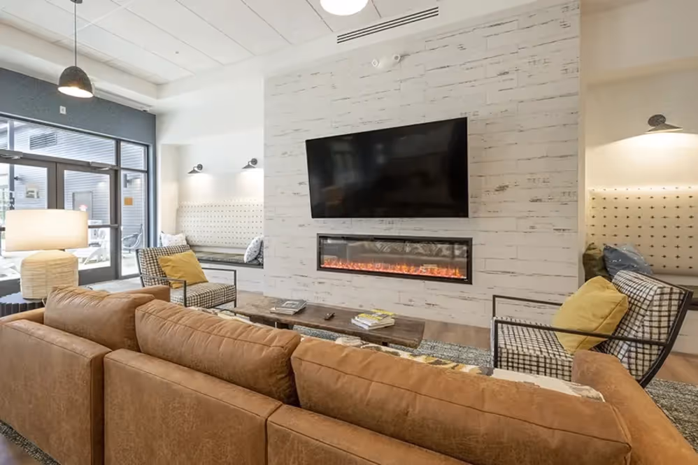 Lounge seating in front of a tv and couch