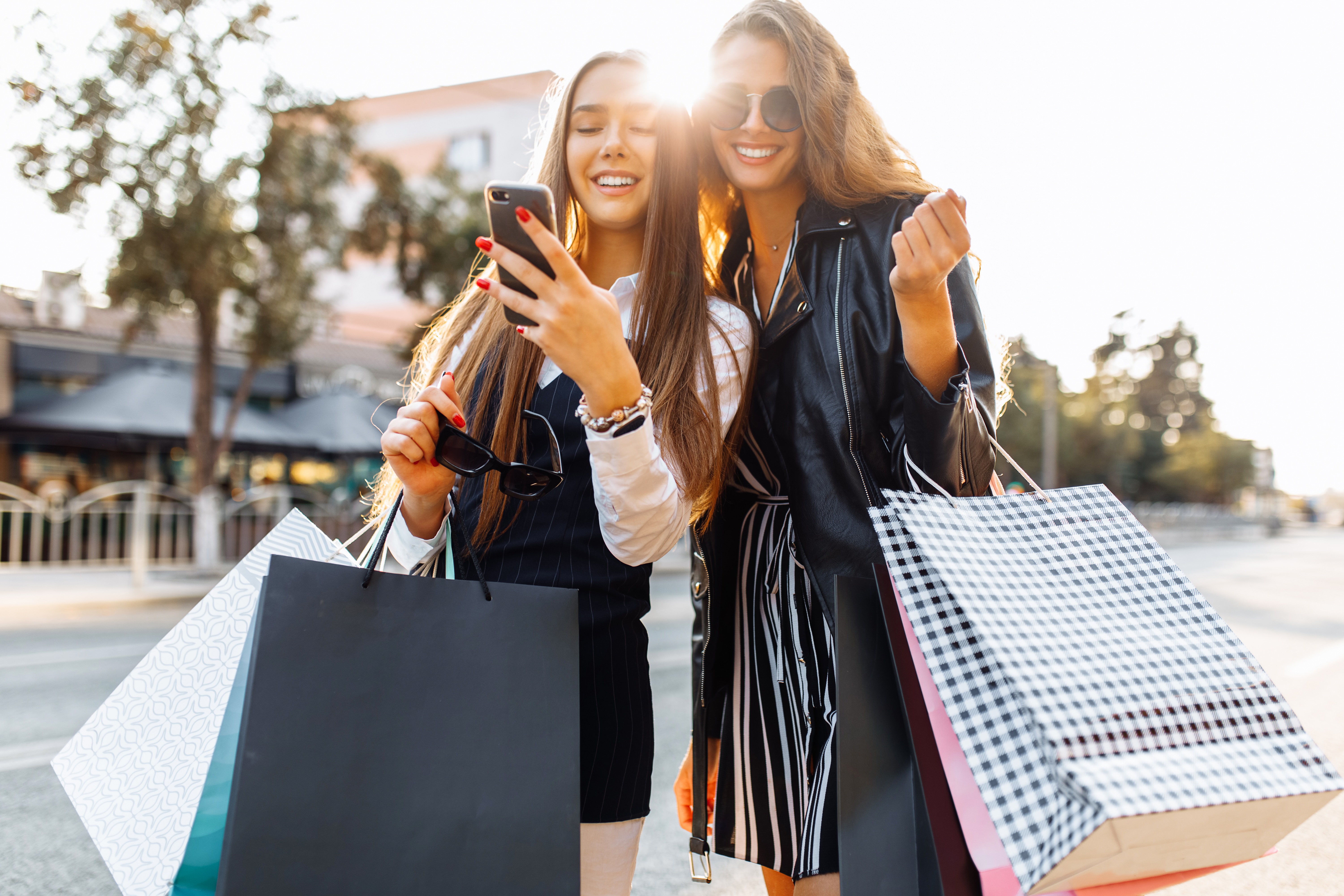 Women holding shopping bags stock image