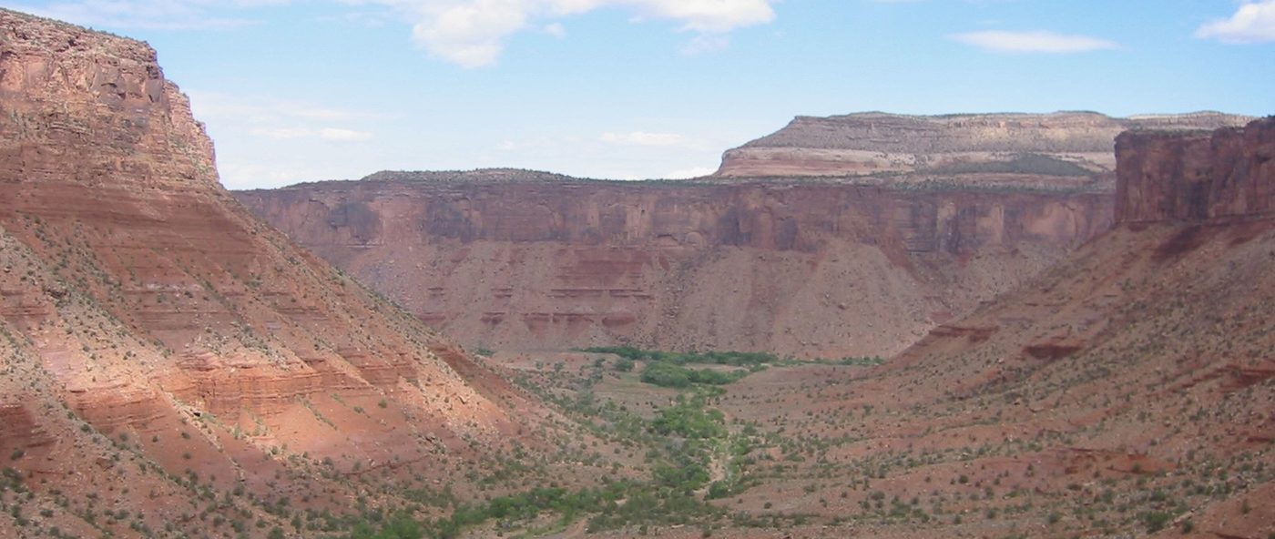 Open canyon country, the territory being crossed