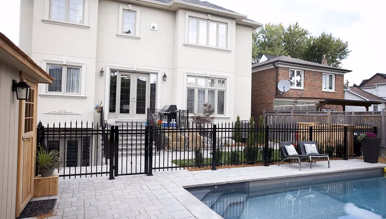 Pool, cabana and landscape build by RBA Projects in Forest Hill, Toronto, view 7