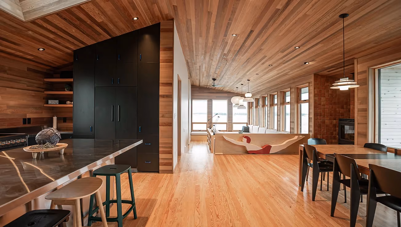 Custom cottage built by RBA Projects on a private island in Georgian Bay, view 7