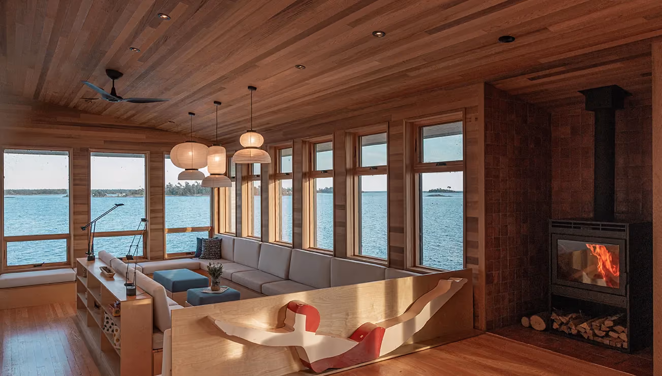 Custom cottage built by RBA Projects on a private island in Georgian Bay, view 12