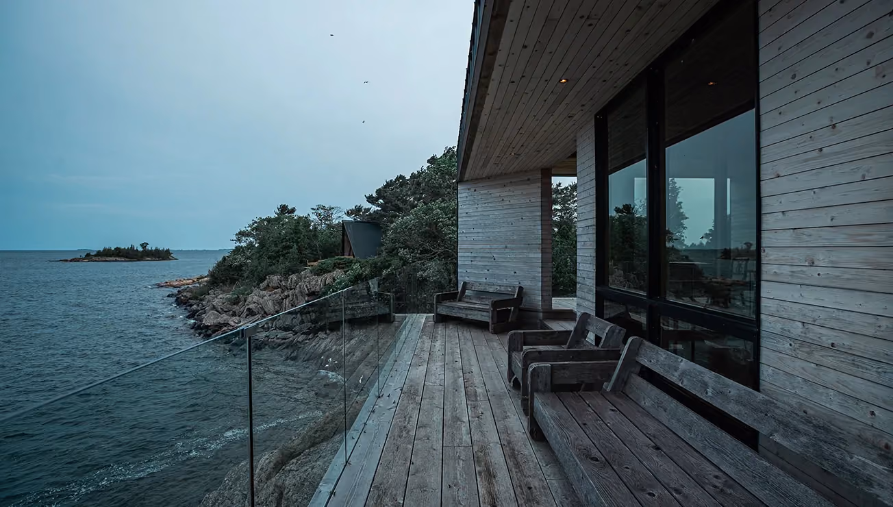 Custom cottage built by RBA Projects on a private island in Georgian Bay, view 20