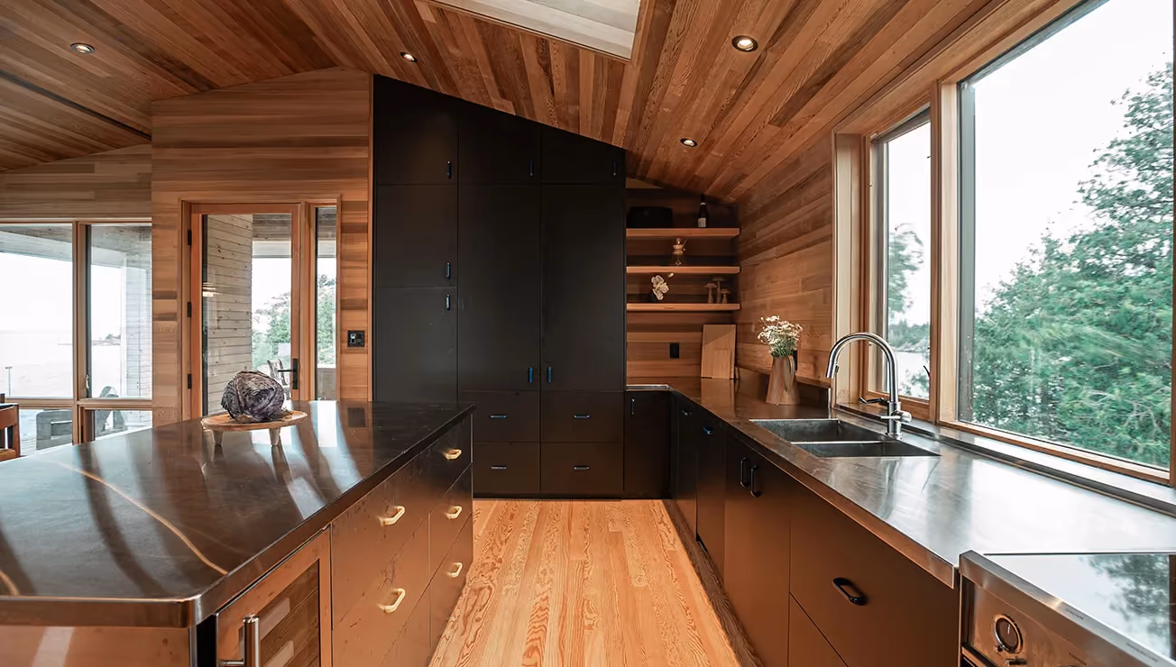 Custom cottage built by RBA Projects on a private island in Georgian Bay, view 5