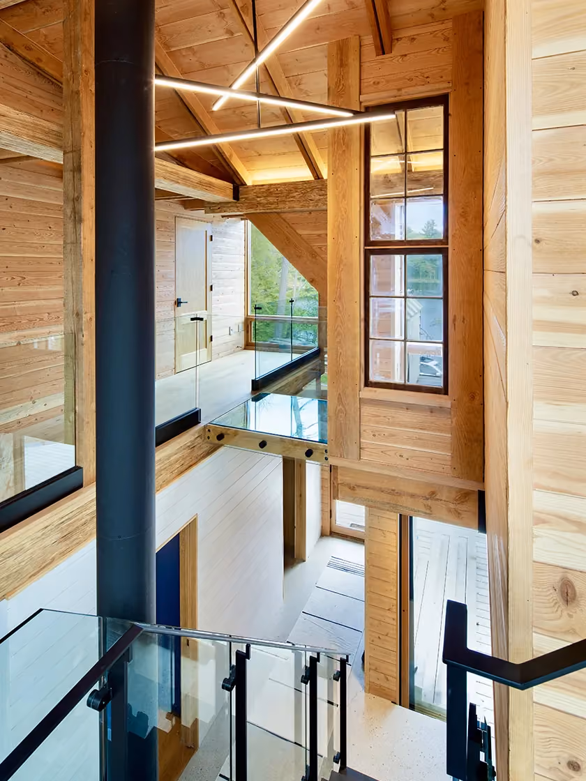 Corten and cedar cottage built by RBA Projects on Six Mile Lake, Georgian Bay, view 10