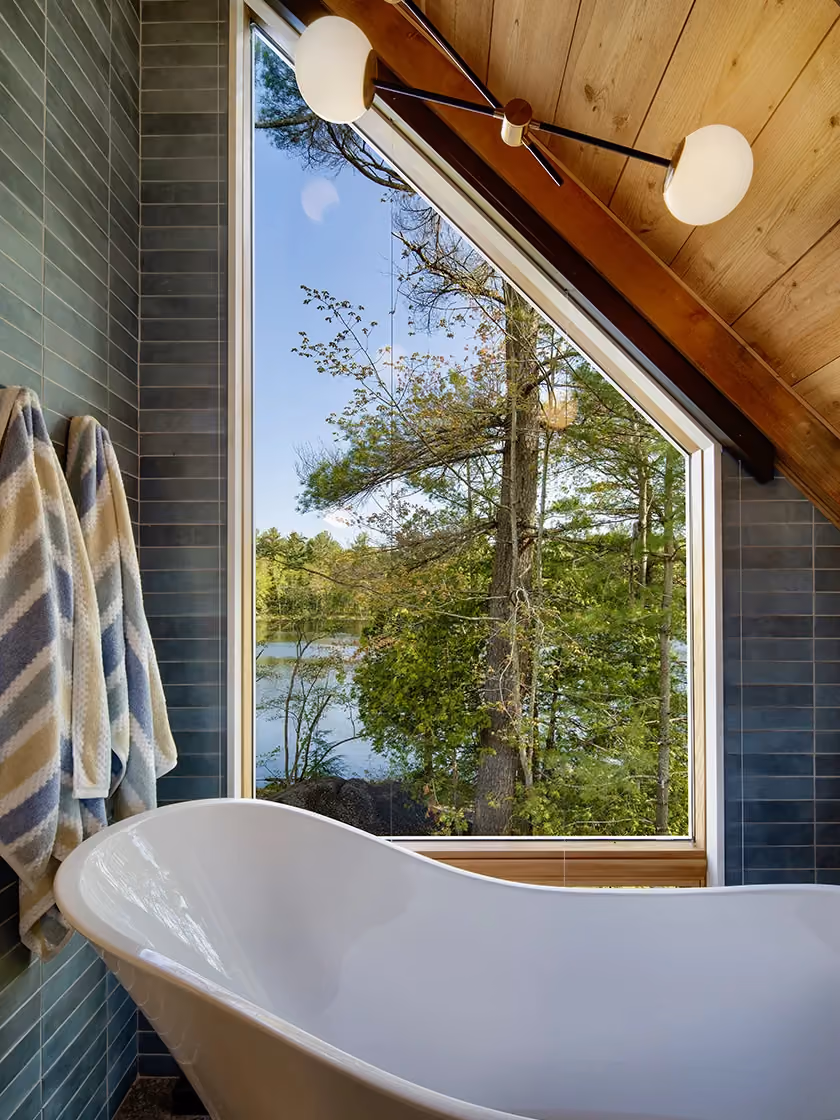 Corten and cedar cottage built by RBA Projects on Six Mile Lake, Georgian Bay, view 12