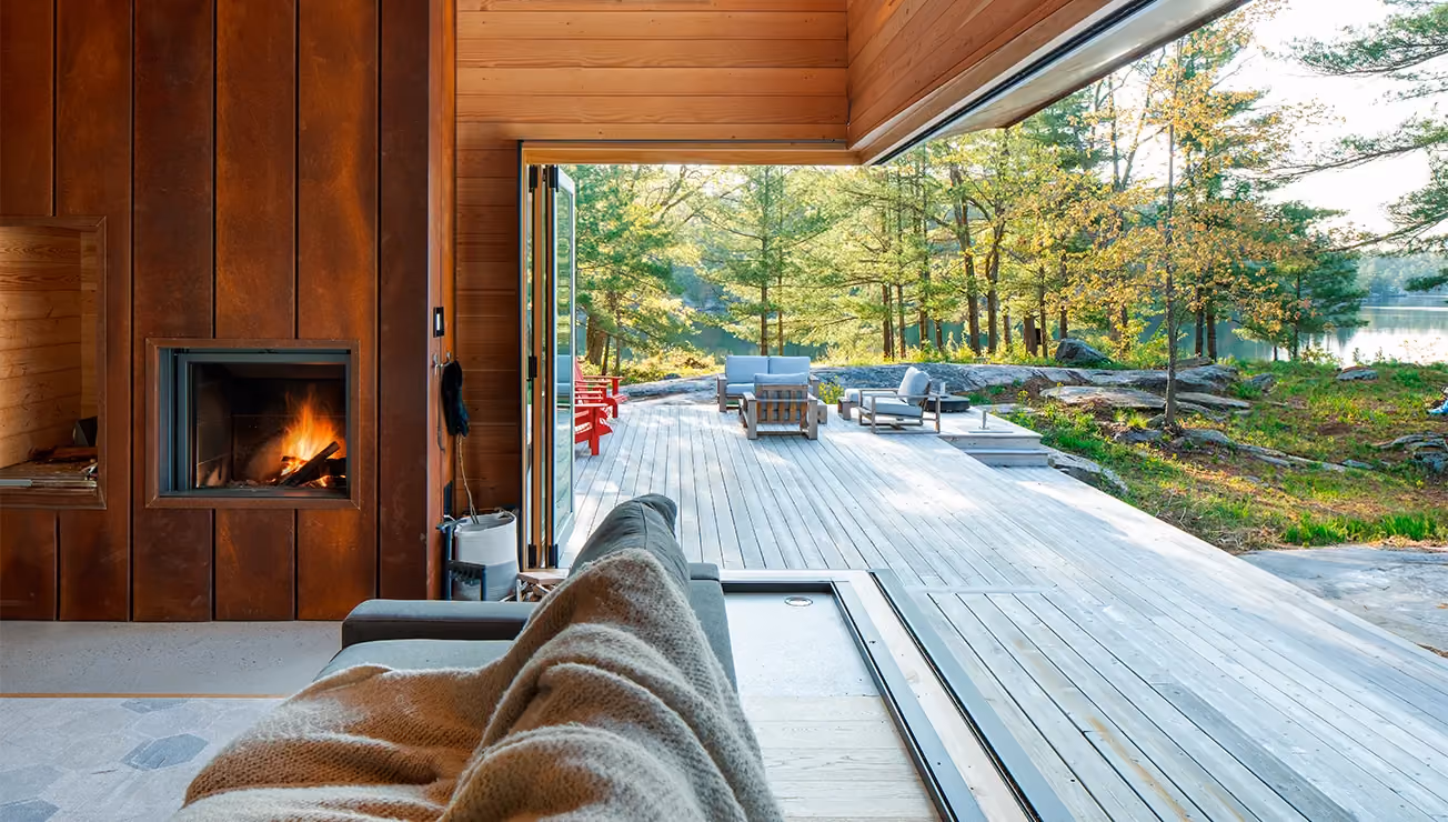 Corten and cedar cottage built by RBA Projects on Six Mile Lake, Georgian Bay, view 15