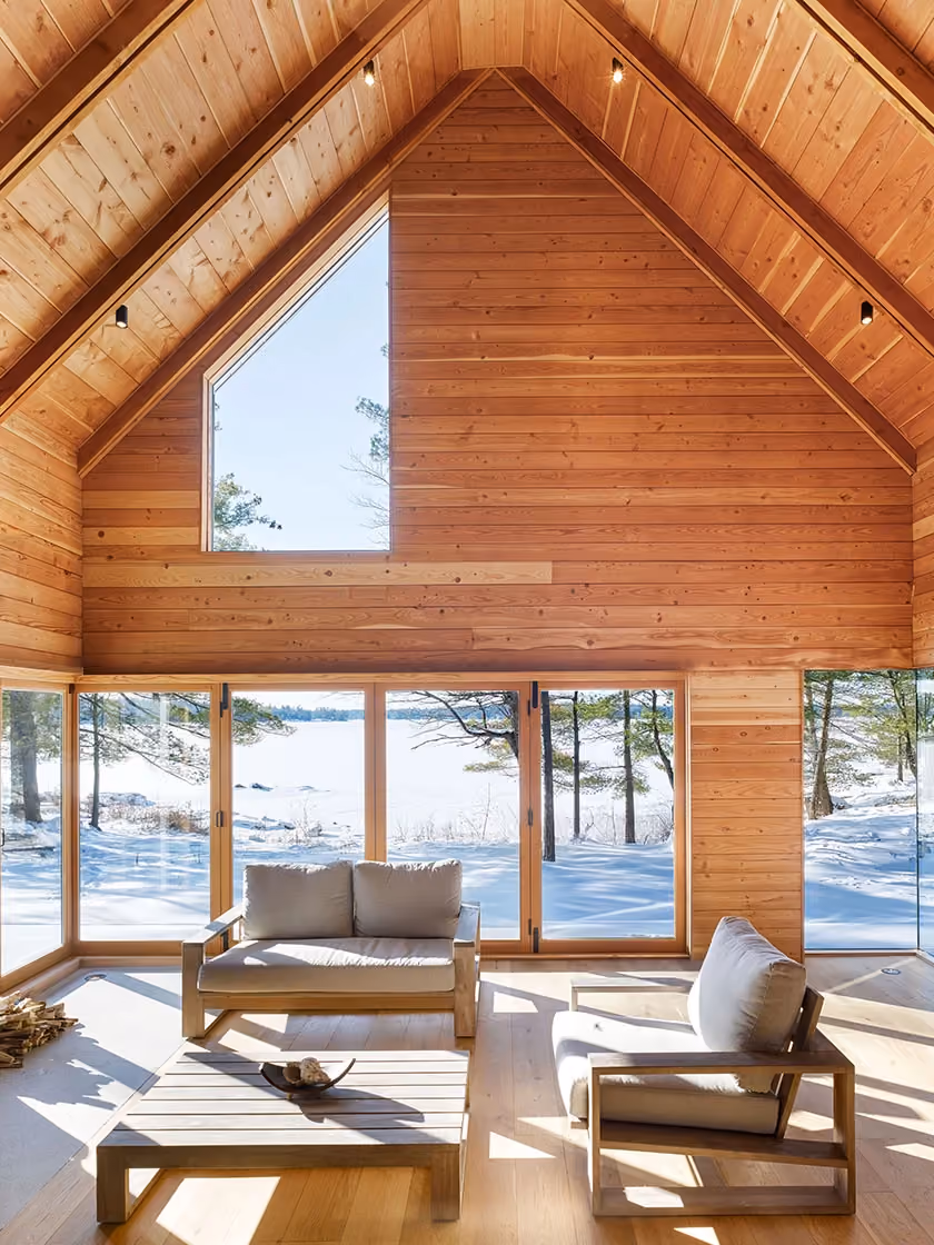 Corten and cedar cottage built by RBA Projects on Six Mile Lake, Georgian Bay, view 22