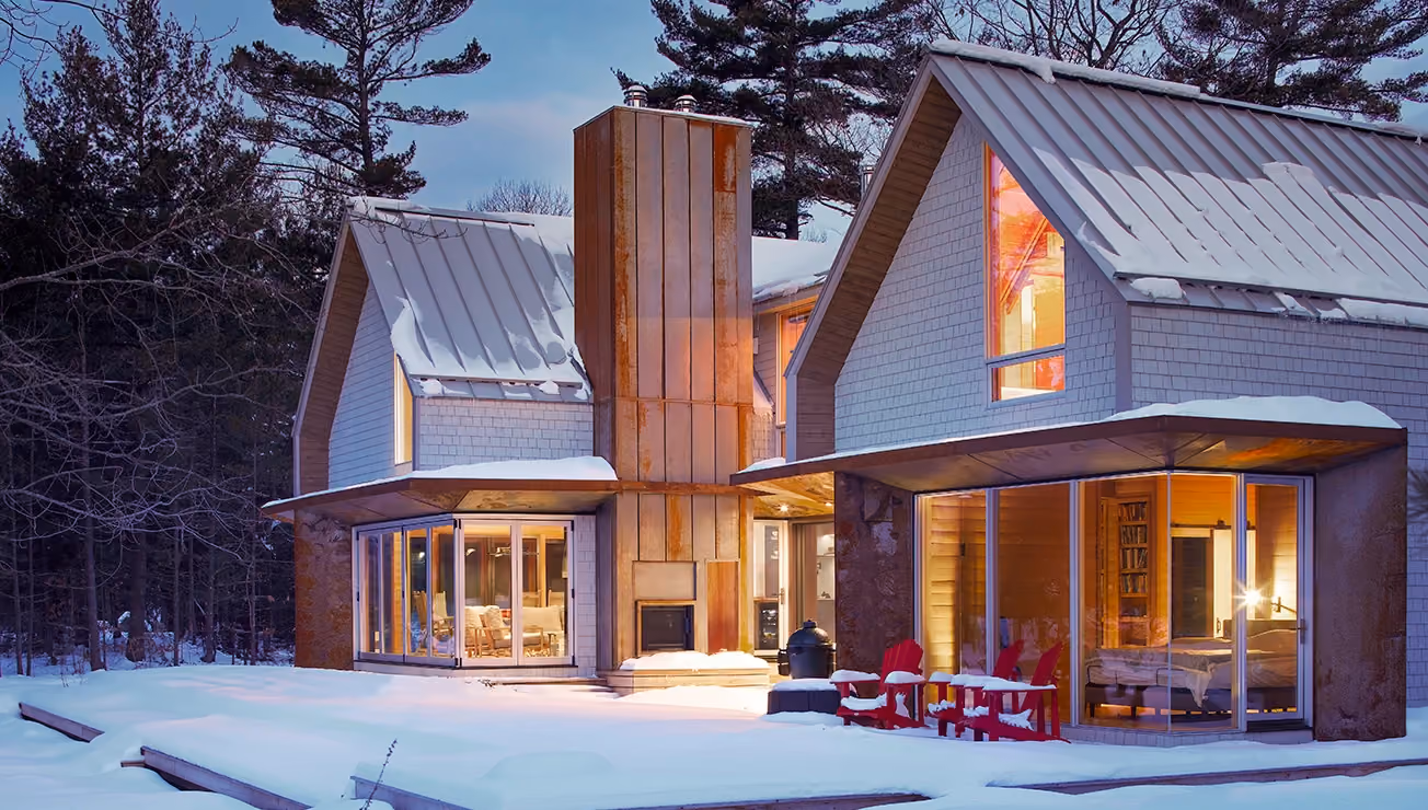 Corten and cedar cottage built by RBA Projects on Six Mile Lake, Georgian Bay, view 26