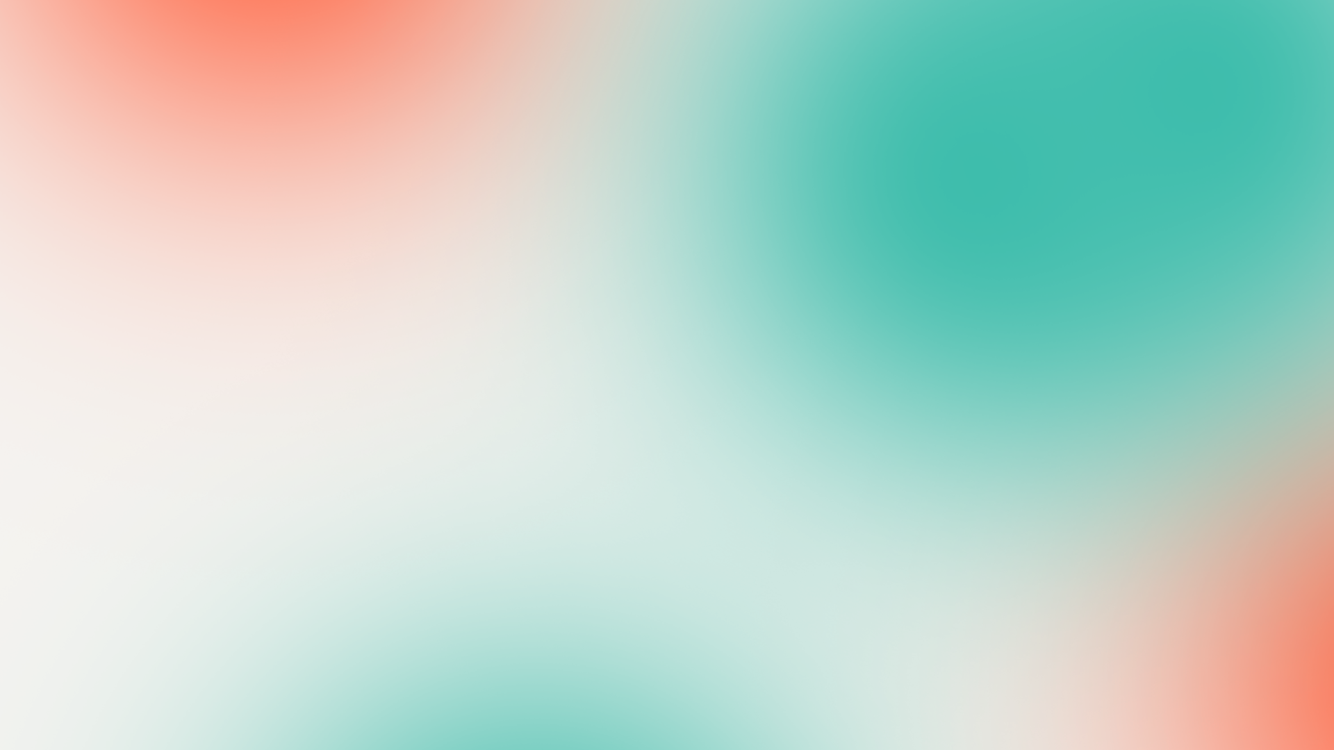 Soft blurry gradient with teal and coral color clouds fading into off-white background.