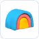 Colorful layered semicircular arc resembling a rainbow or a stylized tunnel opening.