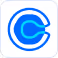 Round logo with a blue letter C and circular arrows design.