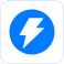 Blue lightning bolt icon inside a rounded square with a white background.