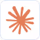 Orange abstract starburst shape with rounded petals on a white background.