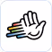 White hand with colored lines extending from the wrist on a black background.