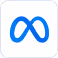 Meta logo featuring a blue stylized infinity symbol on white background.