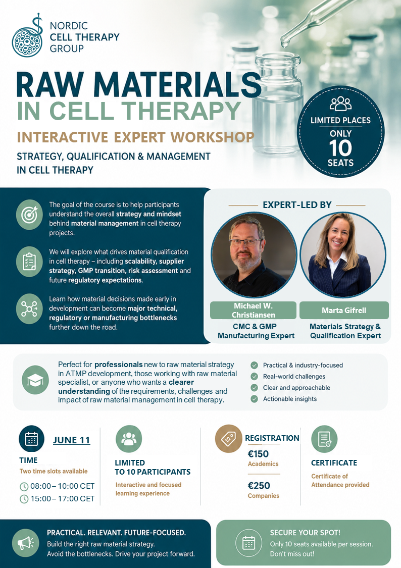 Raw Materials in Cell Therapy, expert seminar 