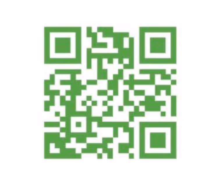 Green QR code on a white background.