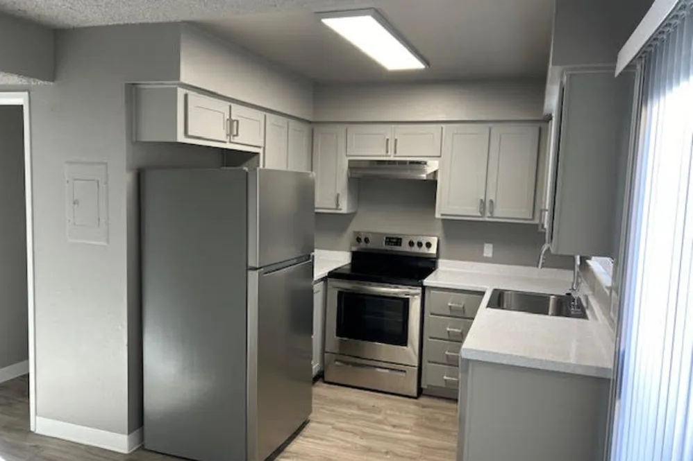 Kitchen with stainless steel appliances