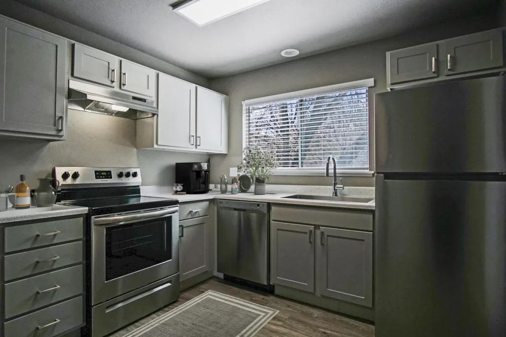 Kitchen with stainless steel appliances