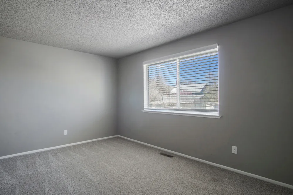 Unfurnished bedroom with carpet and large window