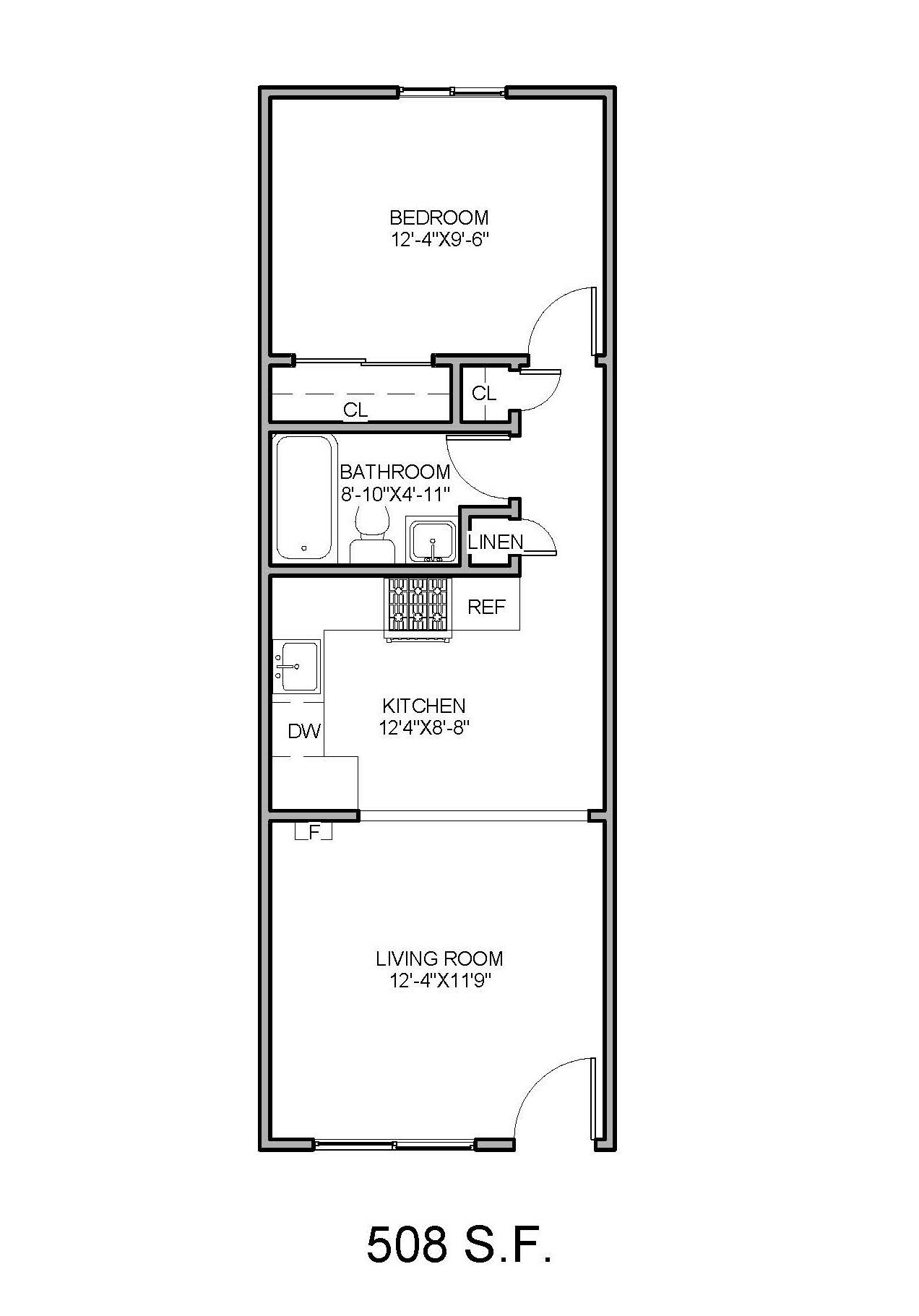 1 bed 1 bath floor plan layout