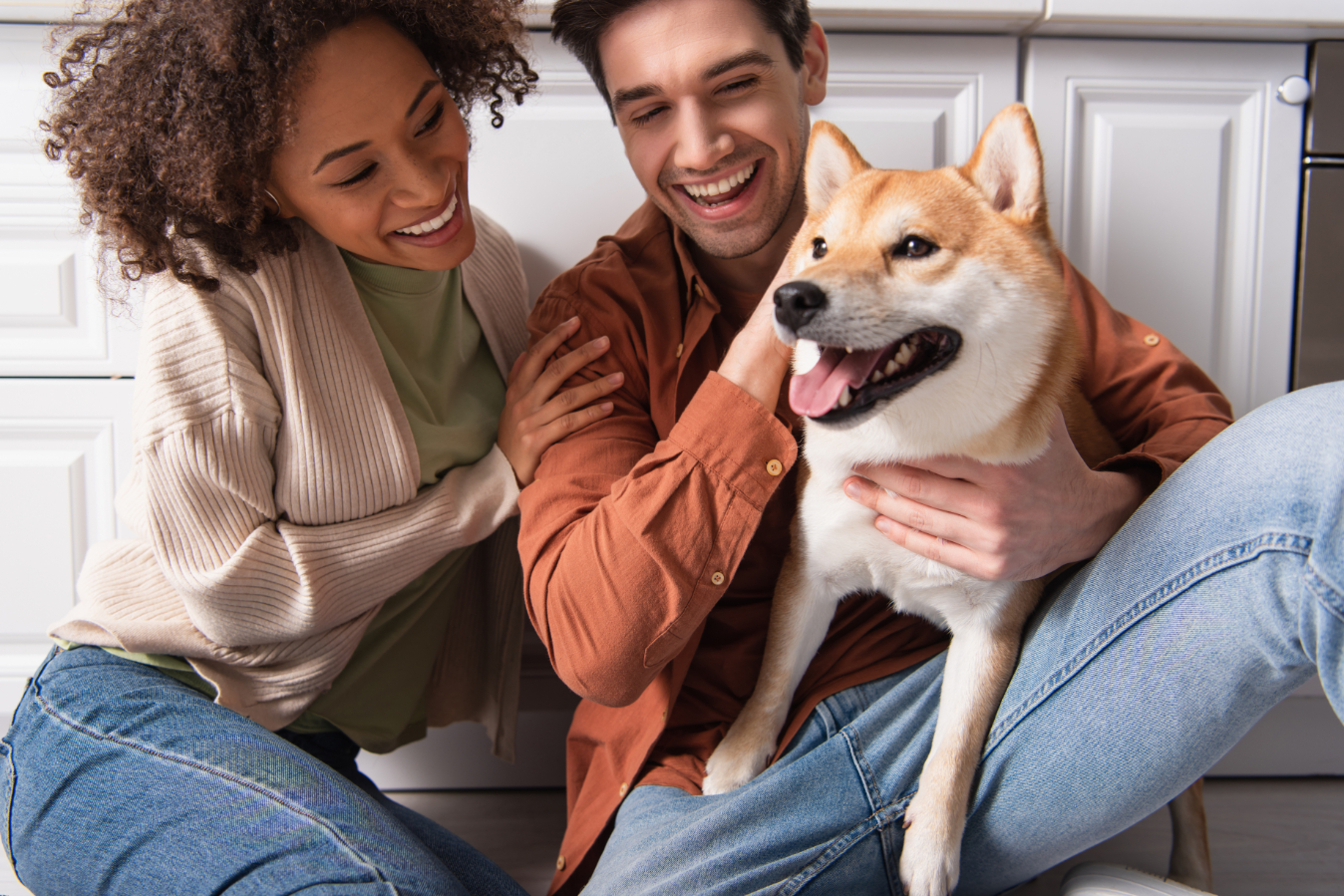 Couple with dog stock image