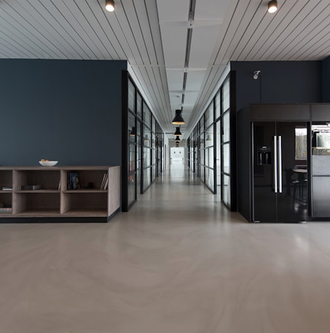Modern corporate office hallway