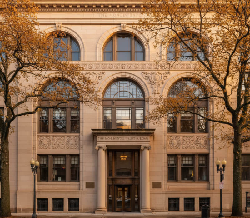 Limestone office building exterior