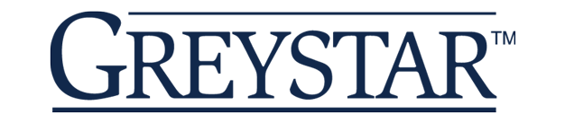 Greystar company name in navy blue with trademark symbol and thin horizontal lines above and below.