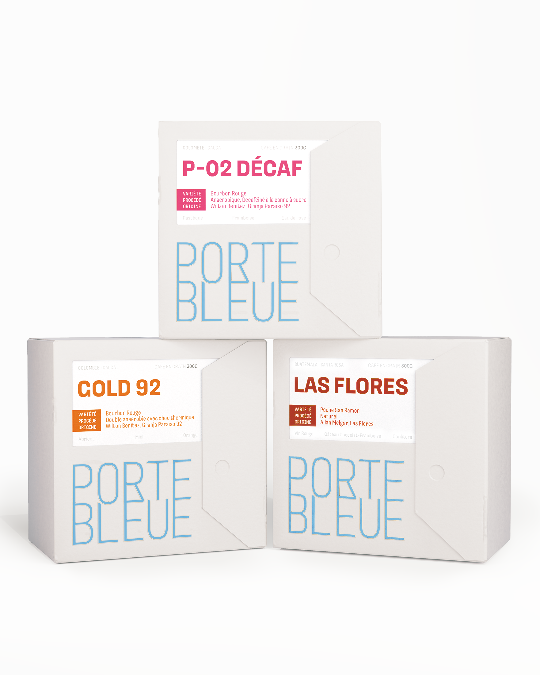 Portebleue Packaging. Stack of 3.