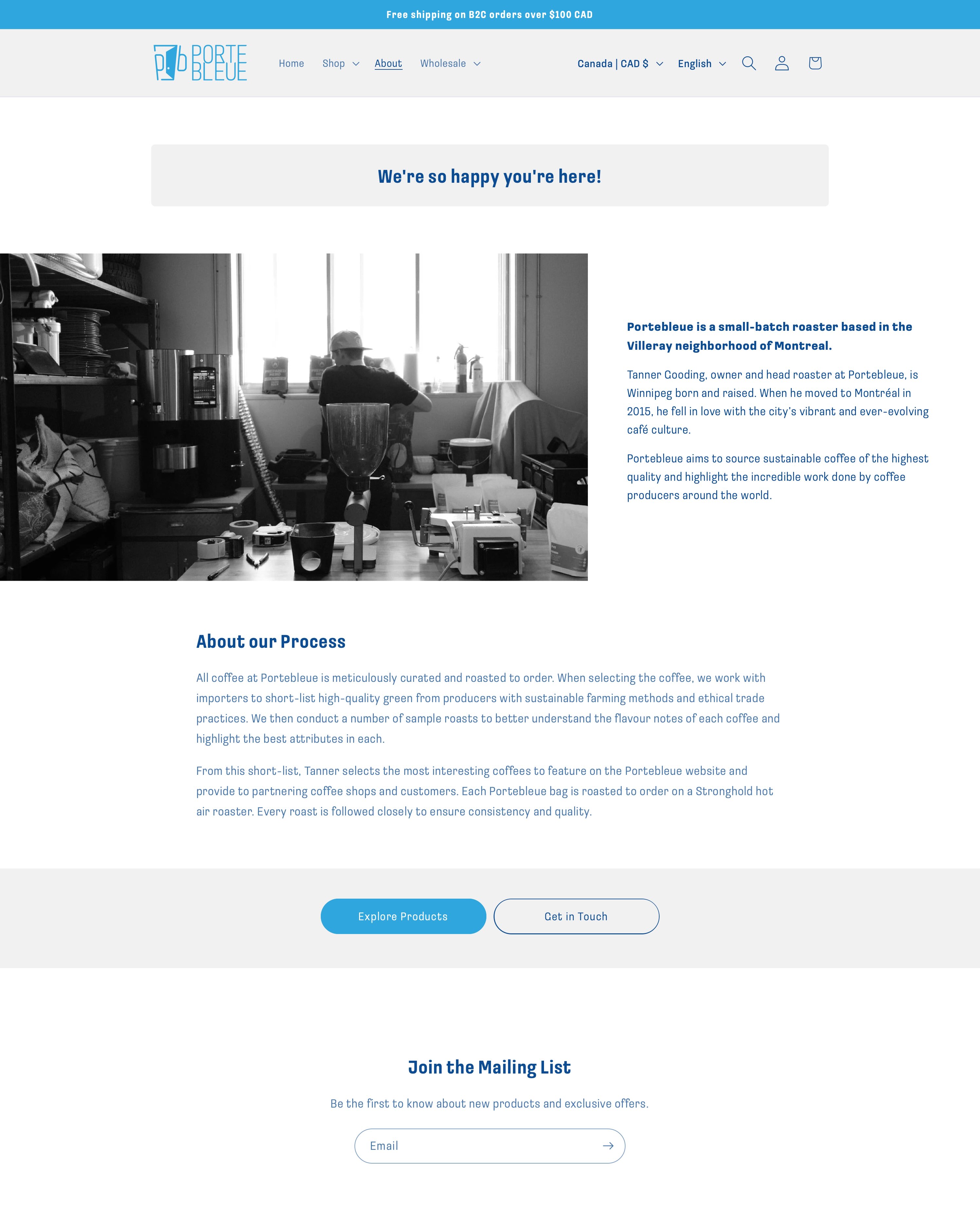 Portebleue website about page.