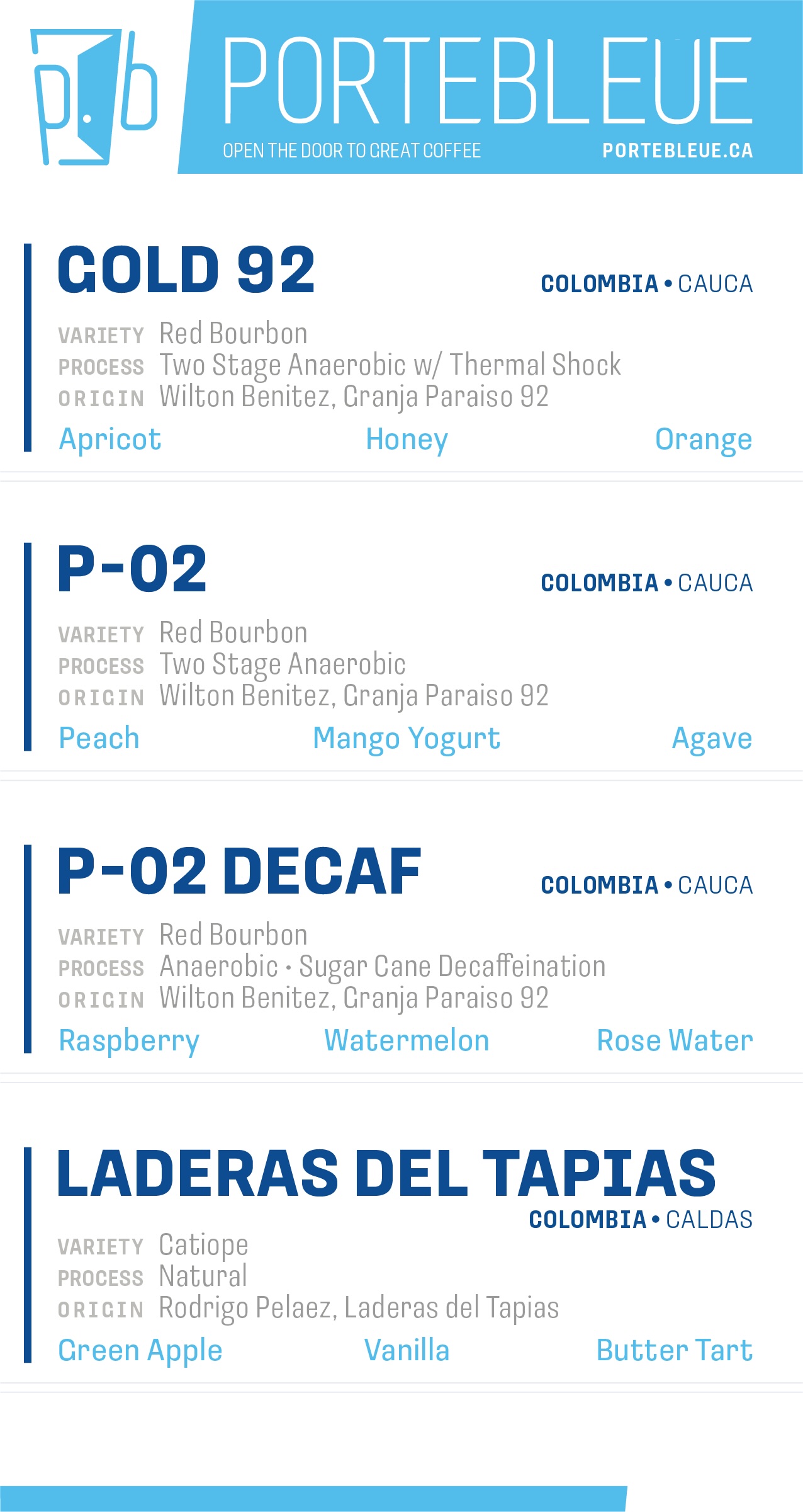 Portebleue pop-up menu.