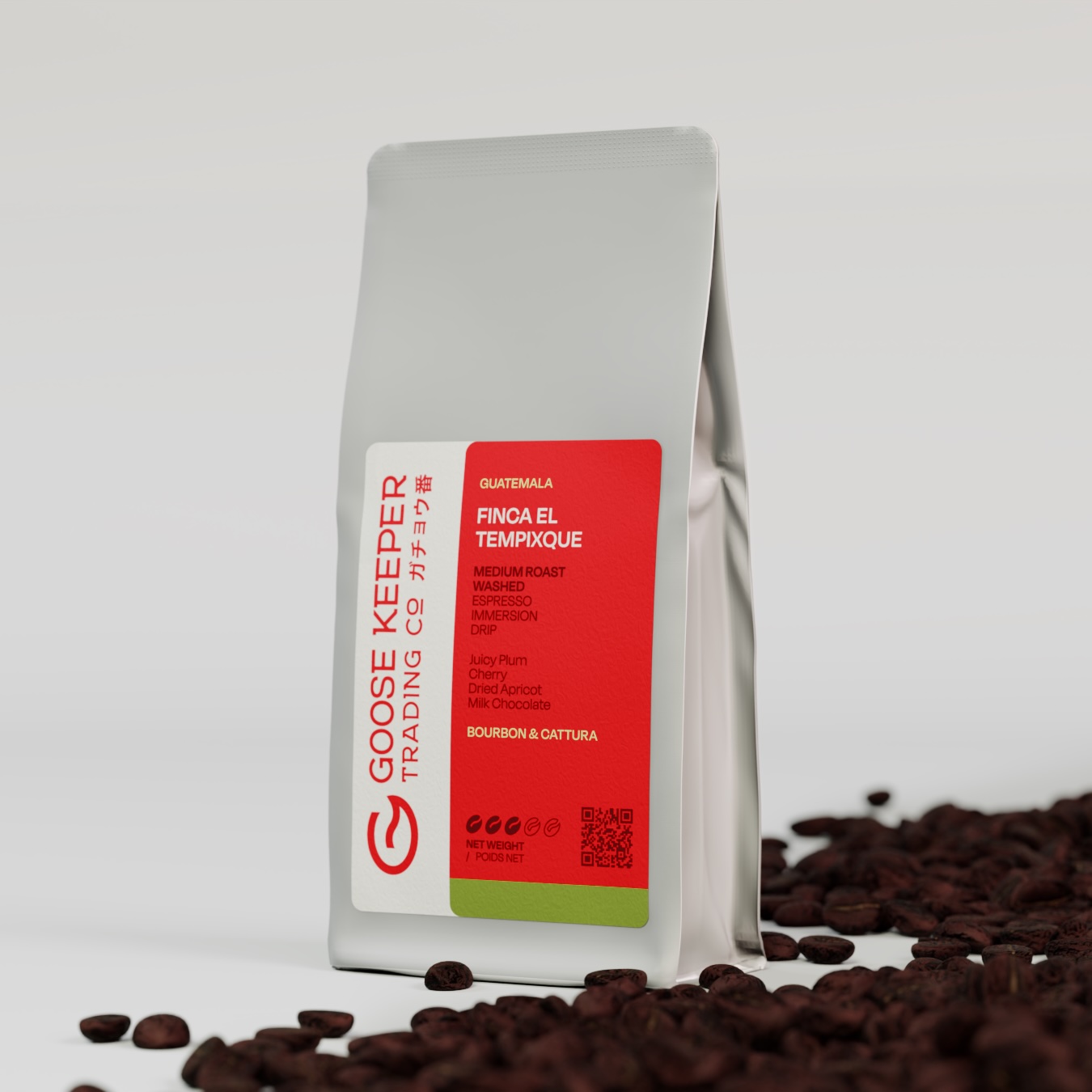 Goose Keeper coffee bag packaging.