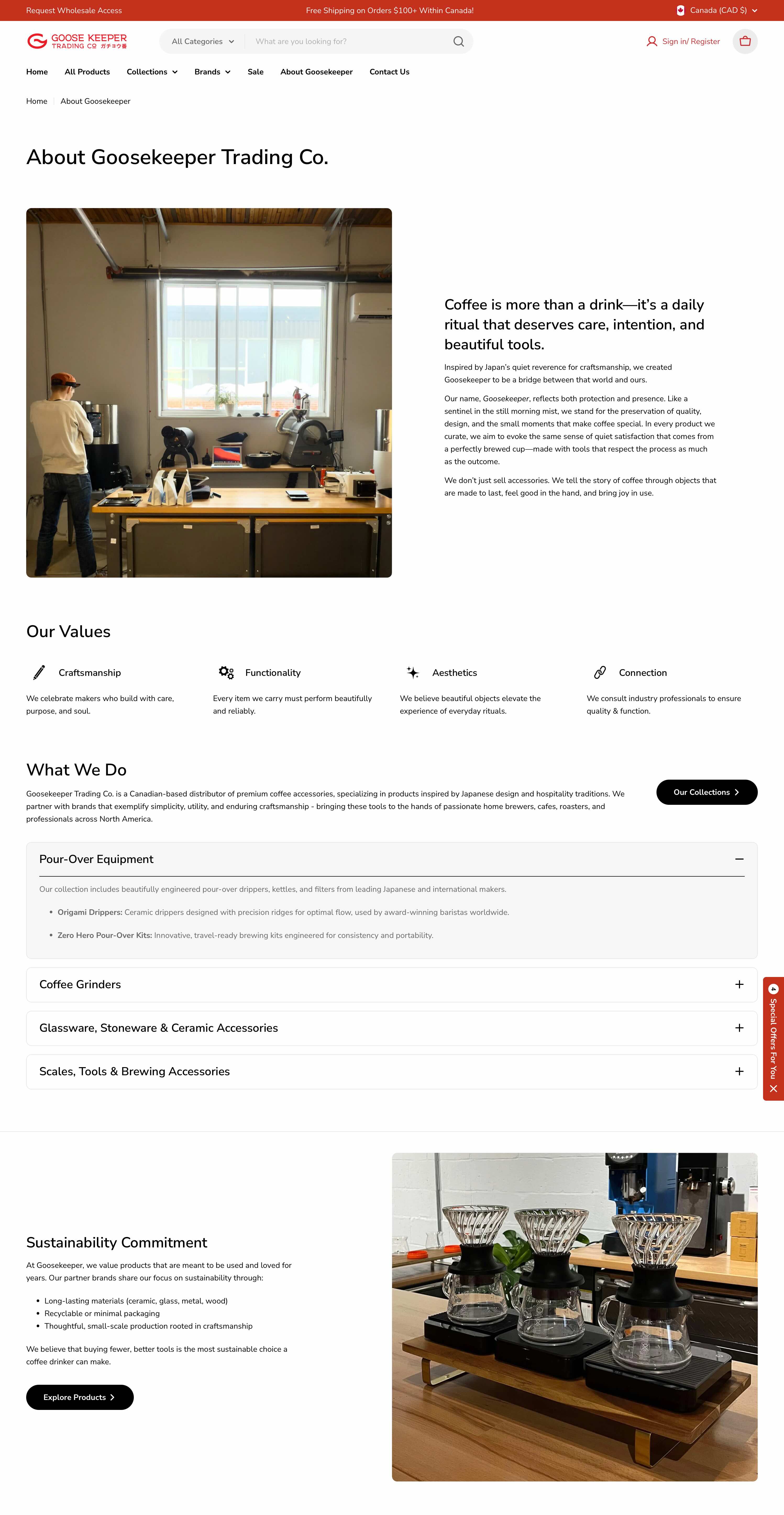 Goose Keeper website about page.