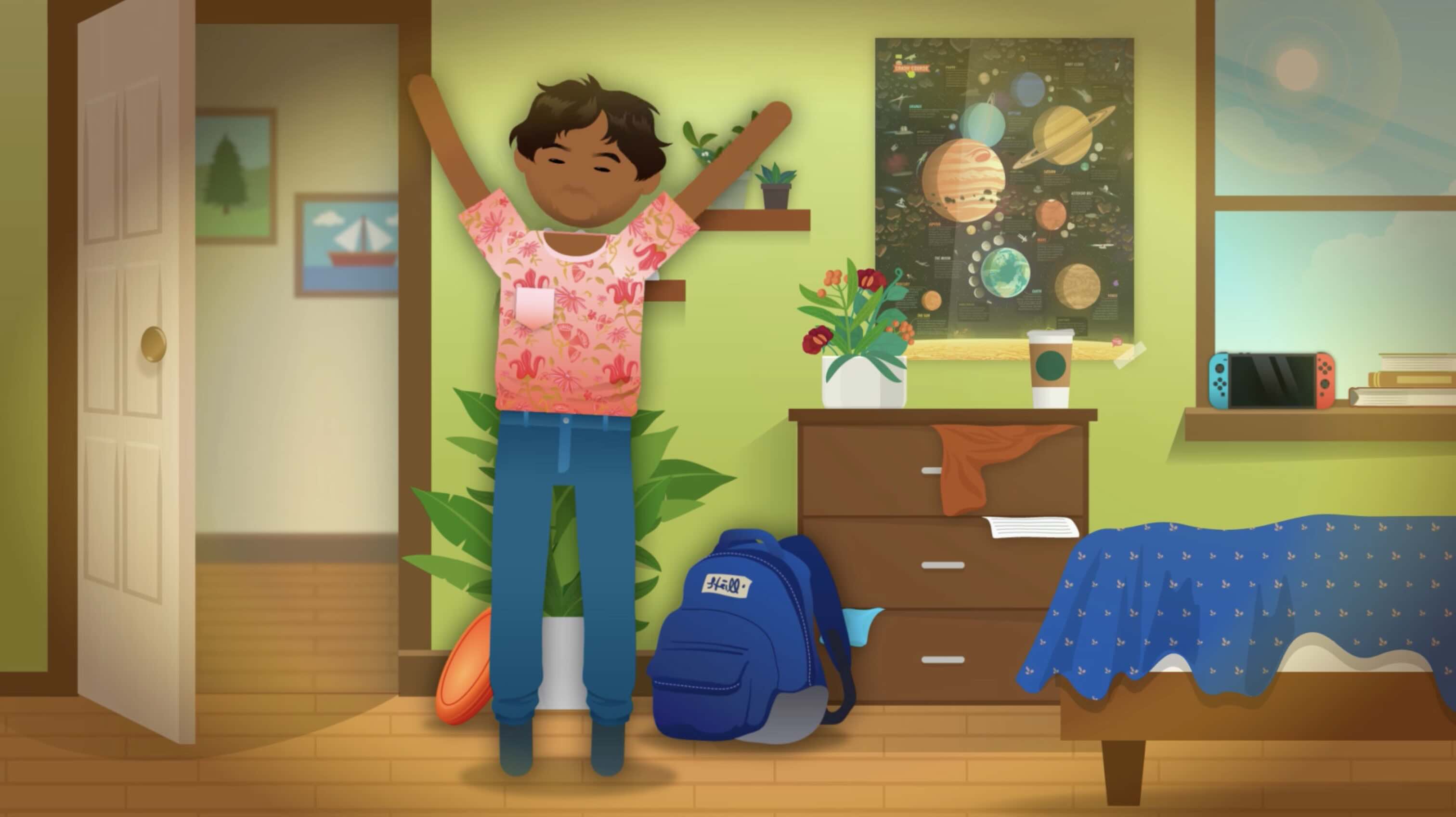 Frame from an illustrated Study Hall Fast Guides video.